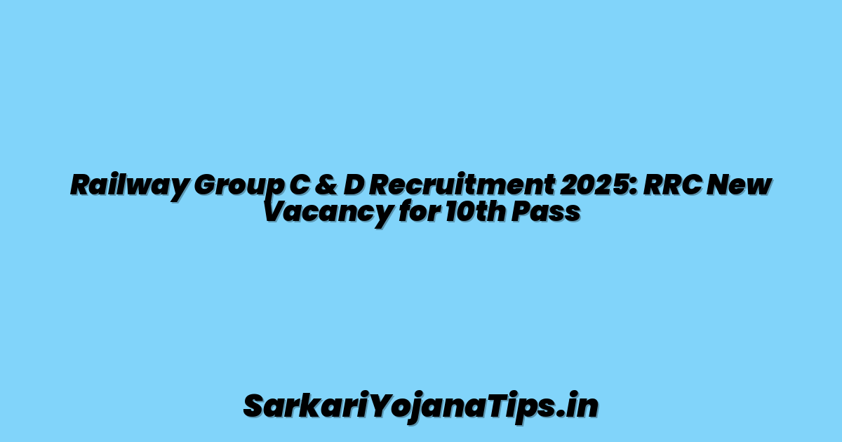 Railway Group C & D Recruitment 2025: RRC New Vacancy for 10th Pass